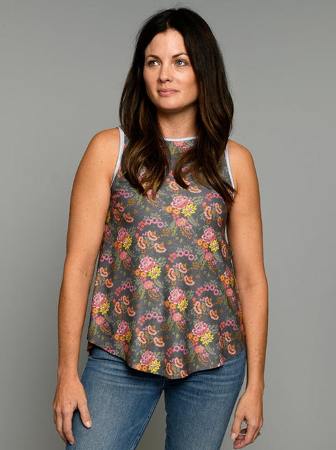 The Tie Back Tank - Floral / Mini Gingham